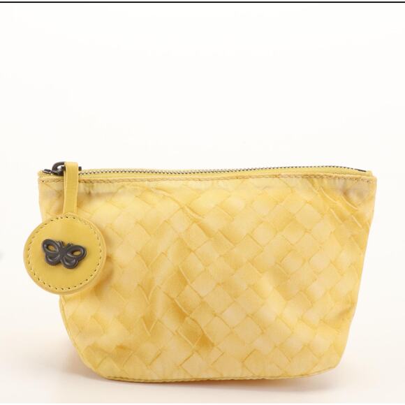 Bottega Veneta Intrecciato Print Yellow Nylon Cosmetic Bag - Picture 1 of 10